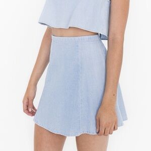 American Apparel Lulu Mini Denim Skater Skirt